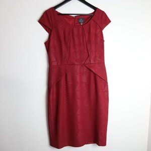 Adrianna Papell Sheath Stamped Textured Snake Skin Cap Sleeve Dress Size 12